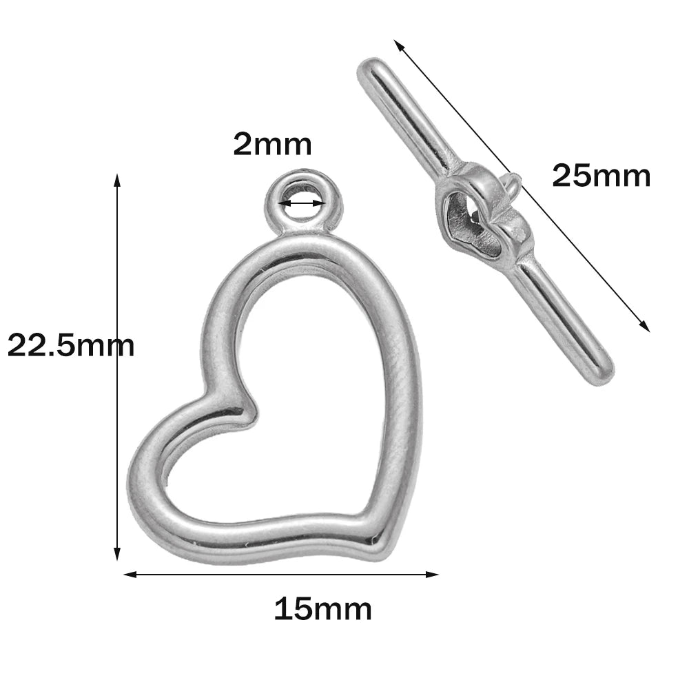 5 Sets Stainless Steel Toggle Clasp T-bar Closure Ring Fastener Hook End Connectors for DIY Necklace Bracelet Jewelry Making