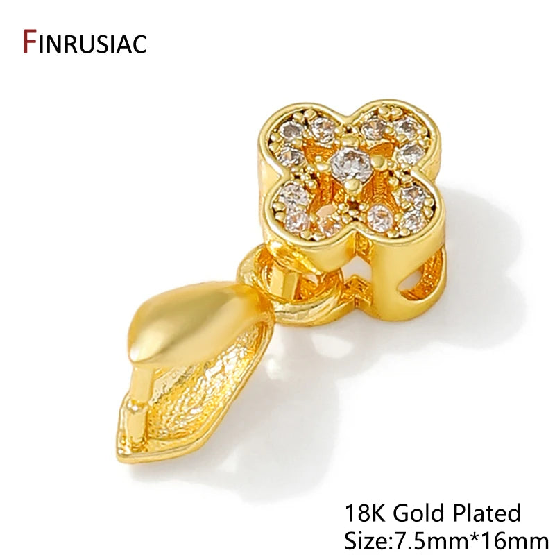 18K Gold Plated Brass With Zircon Jewellery Bail Clasps For Necklace Making,Pendant Pinch bail For DIY Jewelry Making Supplies
