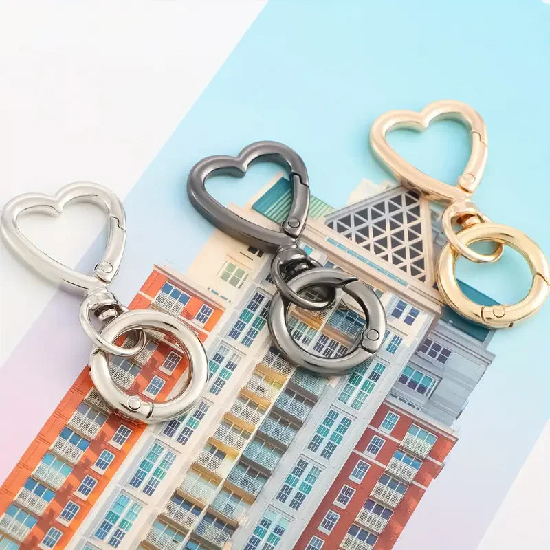 5/10/20/40 Sets Double Opening Swivel Keychain Clips Heart Spring Clasp Hooks Snap Rings for Lanyards Crafts Camping Hiking Gift