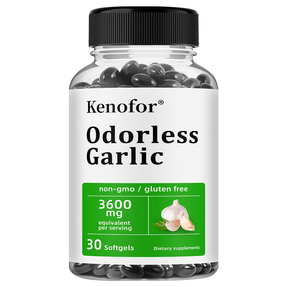 Odorless Garlic Supplement Capsules - Balance Cholesterol Levels, Support Heart and Cardiovascular Health, Non-GMO, Gluten Free