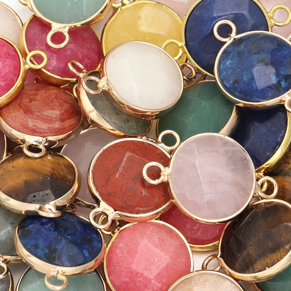 2-4pcs/lot Natural Stone Faceted Pendant Rose Quartz Lapis Lazuli Jade Charms For DIY Fashion Bracelet Necklace Jewelry Accessor