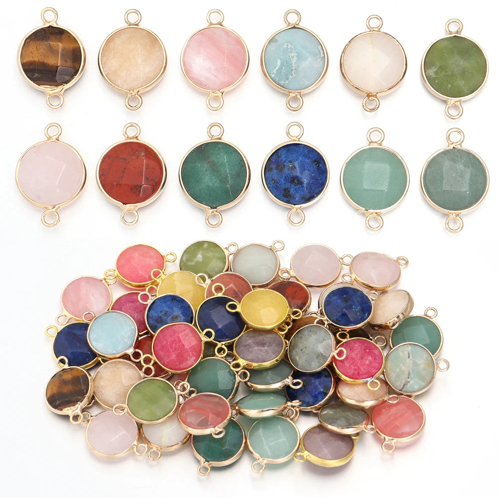 2-4pcs/lot Natural Stone Faceted Pendant Rose Quartz Lapis Lazuli Jade Charms For DIY Fashion Bracelet Necklace Jewelry Accessor