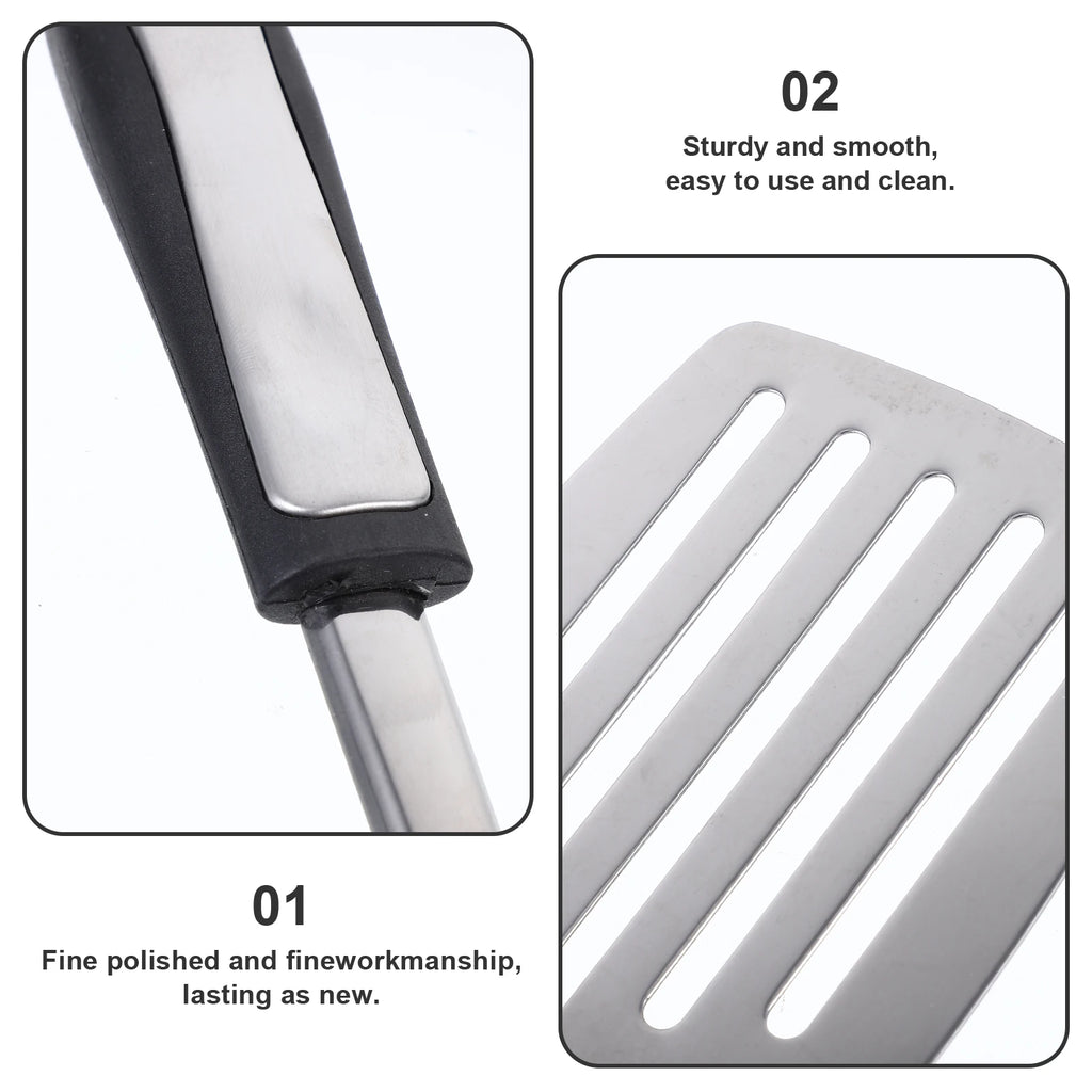 1Pcs Steak Spatula Premium Stainless Steel Slotted Shovel for Bbq Home Restaurant Kitchen Gadget Non-Slip Handle Hanging