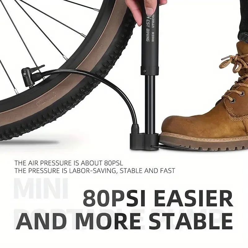 High-Efficiency Portable Bicycle Pump - Durable, Multi-Valve MTB & Balloon Inflator Essential Cycling Accessory For All Cyclists
