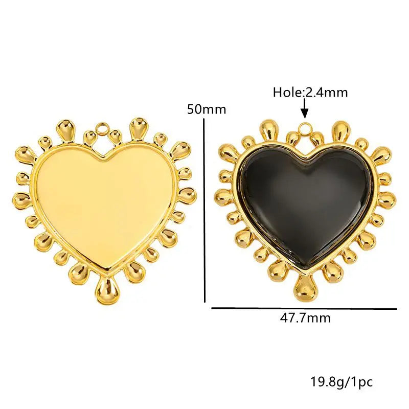 2pcs Stainless Steel Love Heart Jewelry Pendants for Necklaces  Bracelets DIY Jewelry Making Korean Fashion Accessories