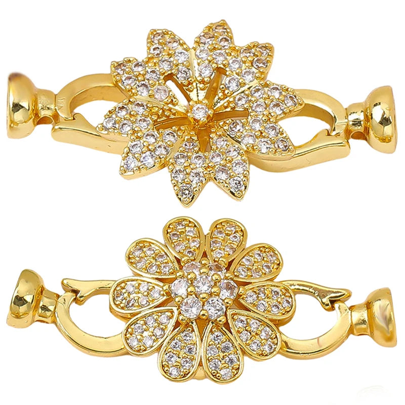 Juya 18K Gold Plated Decorative Connector Fastener Clasps Accessories For DIY Women Needlework Beads Gems Pearls Jewelry Making