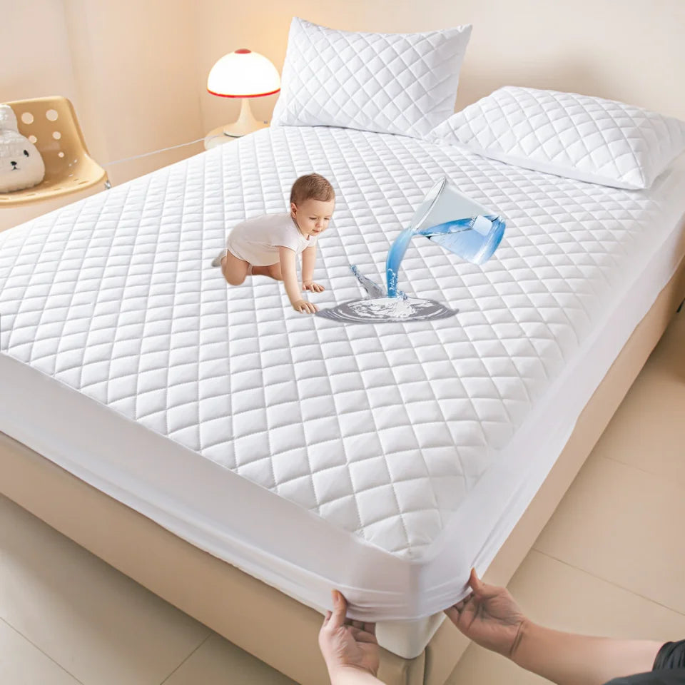 Waterproof Mattress Cover Anti-mites Soft Comfortable Breathable Bed Fitted Sheet Not Including Pillowcase