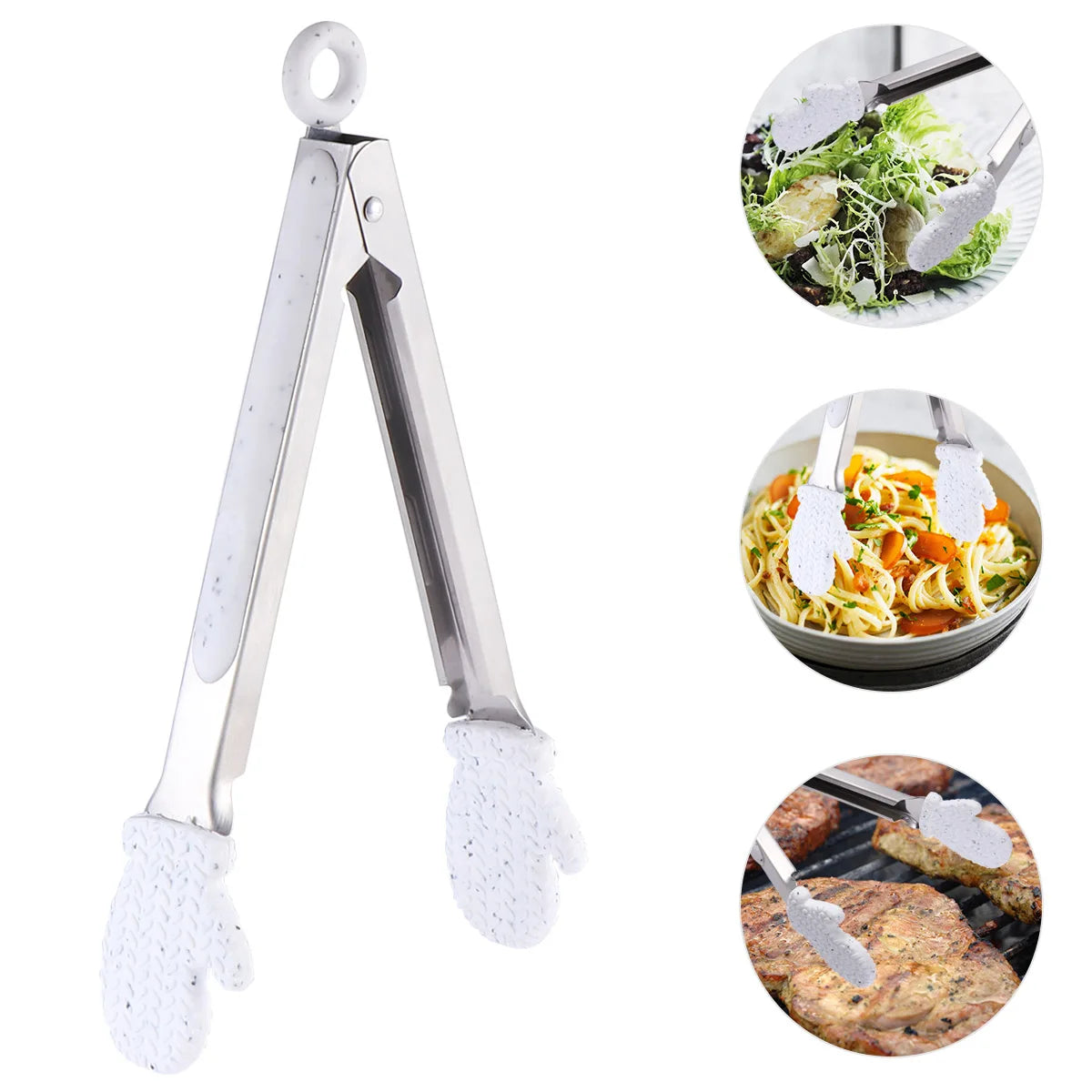 1Pcs Christmas Food Clip Stainless Steel Glove Design Bread Tongs Steak Tong Kitchen Serving Tool Multipurpose Cooking Utensil