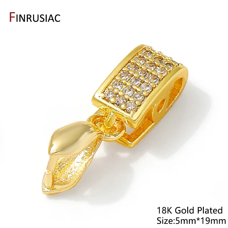 18K Gold Plated Brass With Zircon Jewellery Bail Clasps For Necklace Making,Pendant Pinch bail For DIY Jewelry Making Supplies