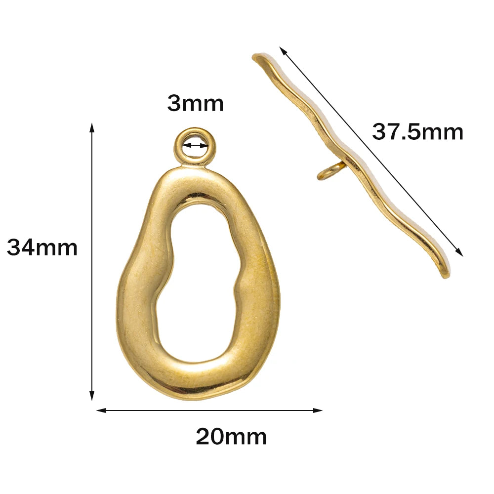 5 Sets Stainless Steel Toggle Clasp T-bar Closure Ring Fastener Hook End Connectors for DIY Necklace Bracelet Jewelry Making