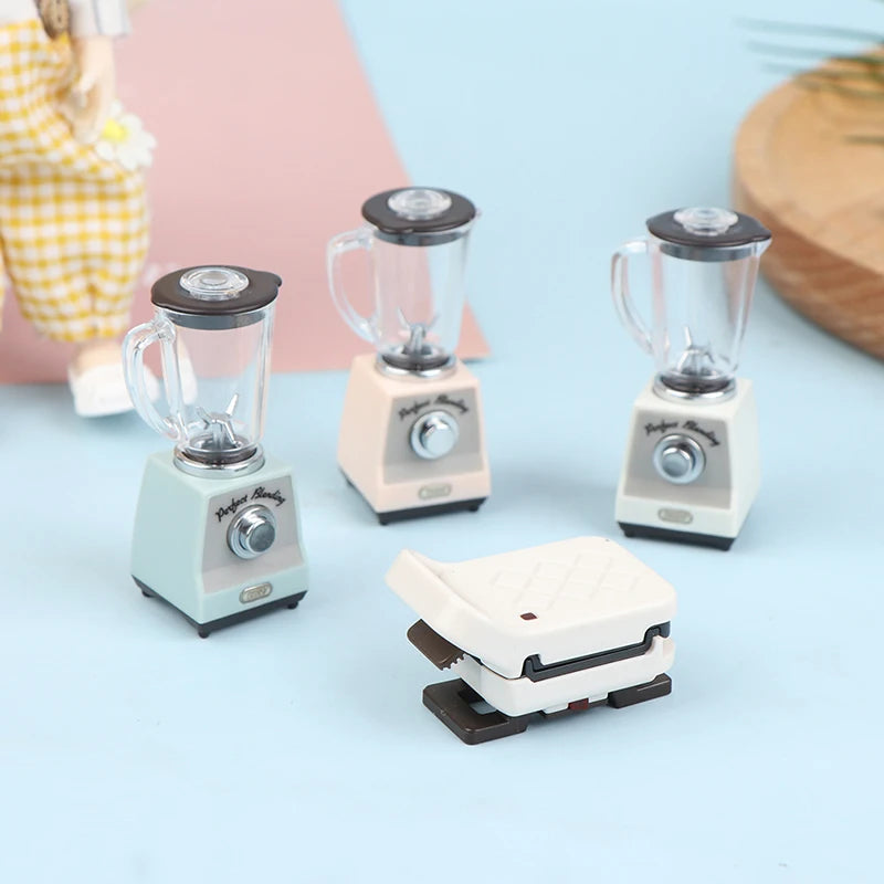 1:12 Dollhouse Miniature Juice Machine Cup Set Coffee Machine Mixer Machine Model Kitchen Doll Electrical Appliance Model Toys