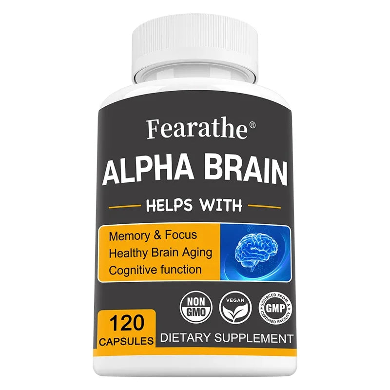 Fearathe Alpha Brain - Premium Nootropic Brain Supplement - Good for Focus, Concentration and Memory - 120 Capsules