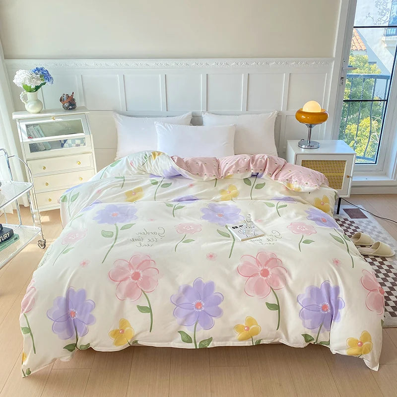 1pc 100% Pure Cotton Duvet Cover Queen/King Size Striped Quilt Cover for Double Bed housse de couette Single Bed Cover for Kids