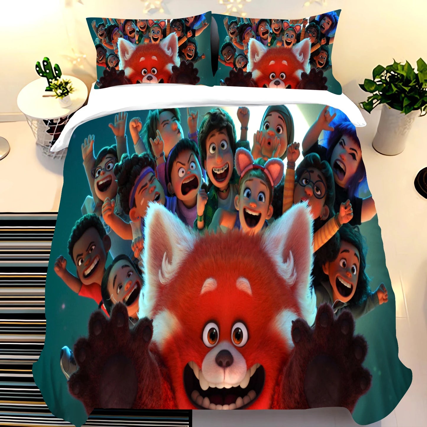 Pixar Red Panda Bedding Sets Duvet Cover Set King Size Children'S 3-Piece Set 1 Quilt Cover 100% Polyester  Home Comforter