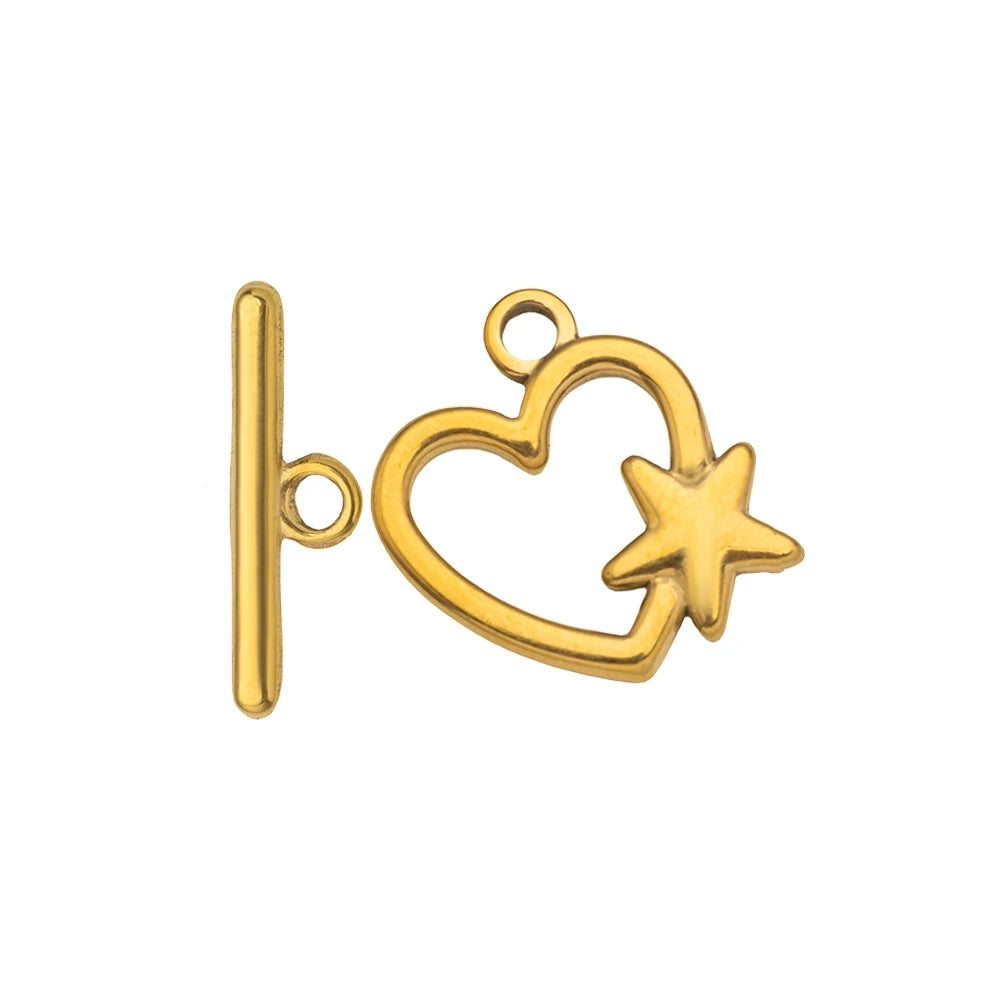 5 Sets Stainless Steel Toggle Clasp T-bar Closure Ring Fastener Hook End Connectors for DIY Necklace Bracelet Jewelry Making