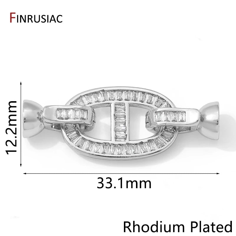 14K Gold Plated Brass Connectors Clasps,Inlaid Zircon Fastener Clasps,Lock For Bracelet,DIY Necklaces Jewelry Making Findings