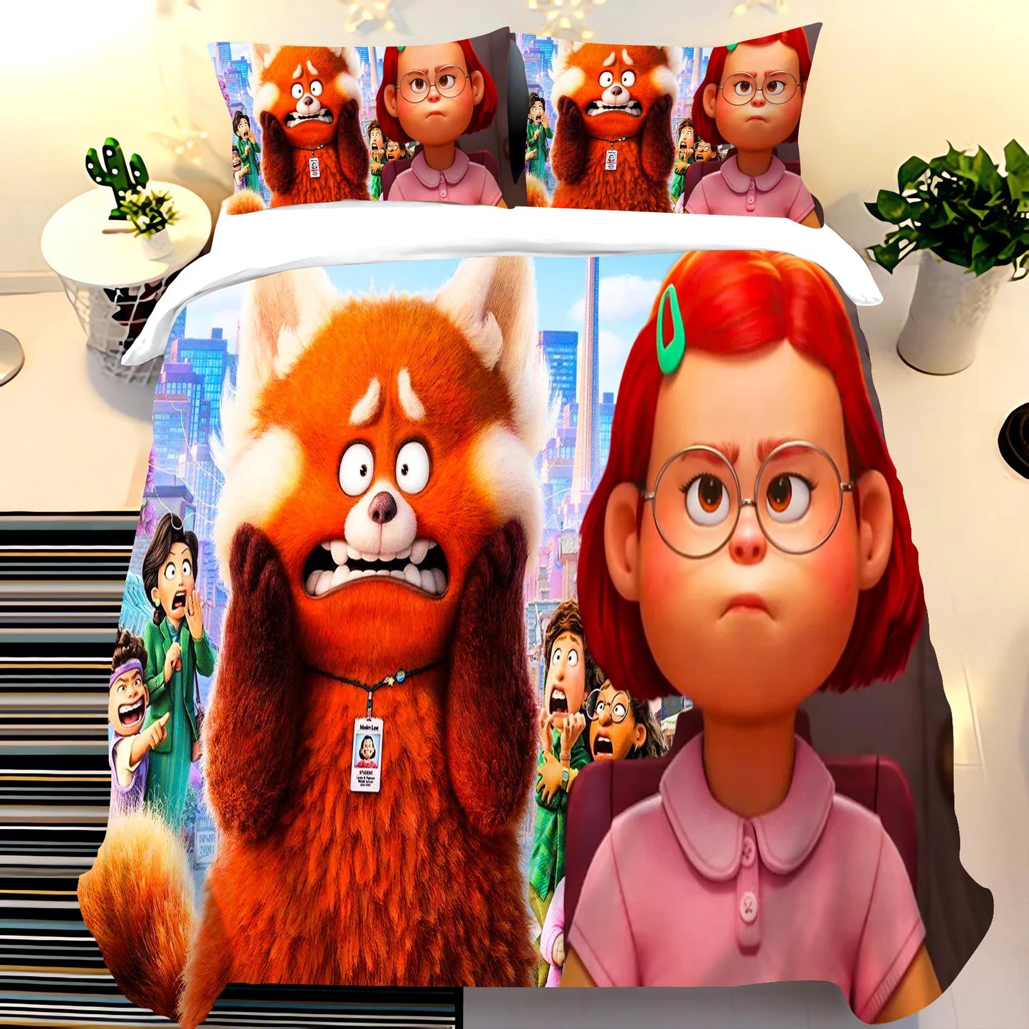 Pixar Red Panda Bedding Sets Duvet Cover Set King Size Children'S 3-Piece Set 1 Quilt Cover 100% Polyester  Home Comforter