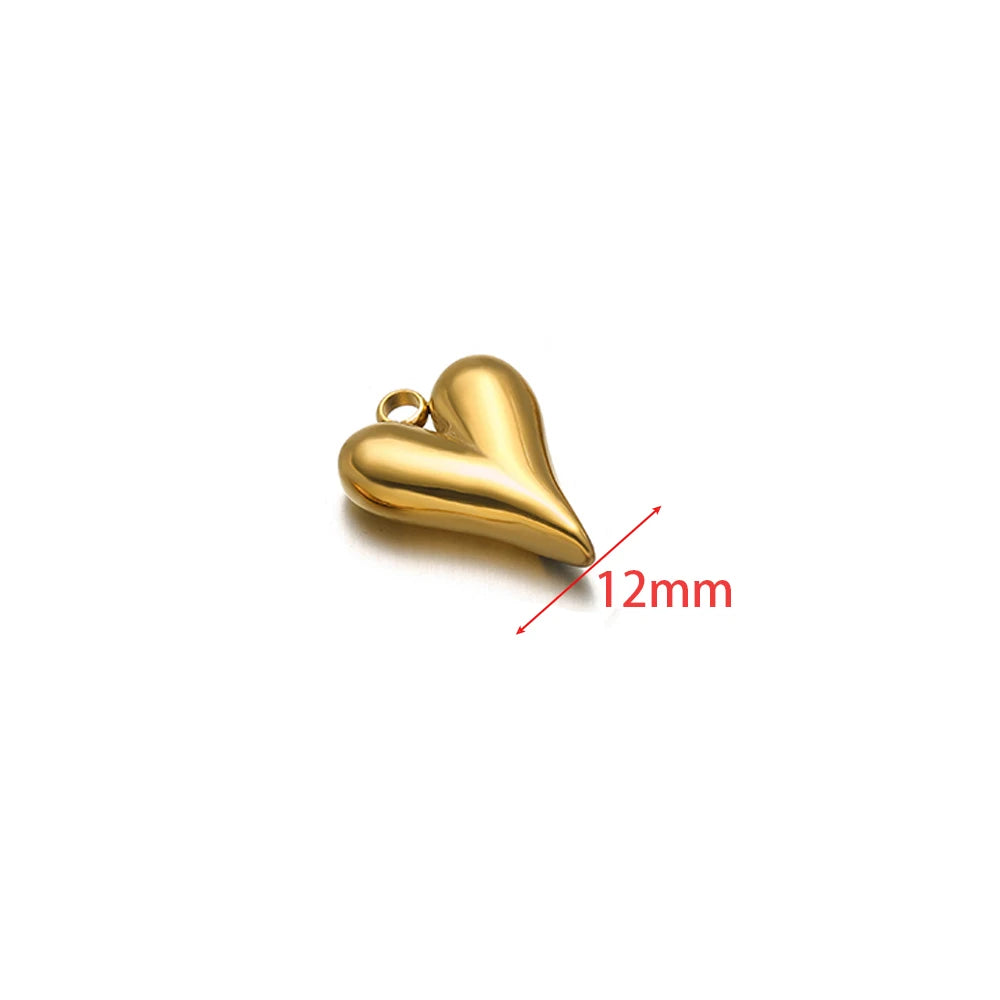 5pcs 18K Gold Stainless Steel Exquisite Heart Pendants Necklace Charms for DIY Women Jewelry Making Bracelet Earrings Findings