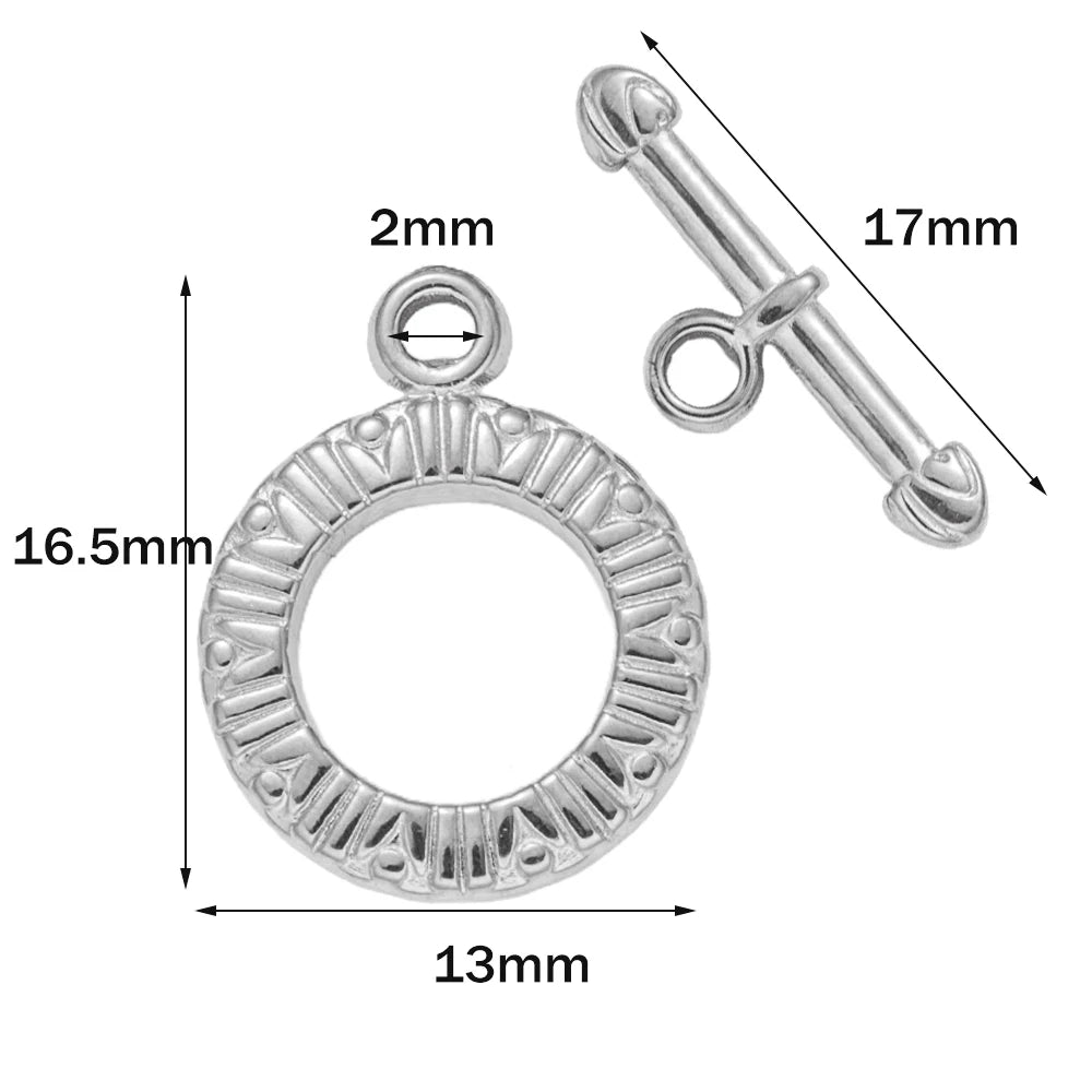 5 Sets Stainless Steel Toggle Clasp T-bar Closure Ring Fastener Hook End Connectors for DIY Necklace Bracelet Jewelry Making