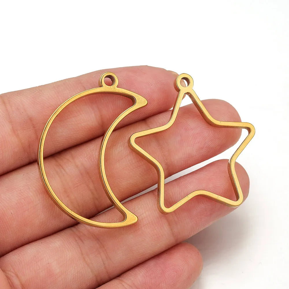 10pcs Stainless Steel Geometric Metal Connector Charms Frames Base DIY Making Epoxy Resin UV Crystal Molds for Jewelry Necklaces