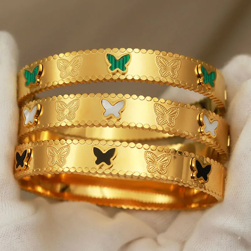 316L Classic Stainless Steel Metal Butterfly Bracelet for Women Elegant Bangles Rust-proof Bangle Wrist Jewelry