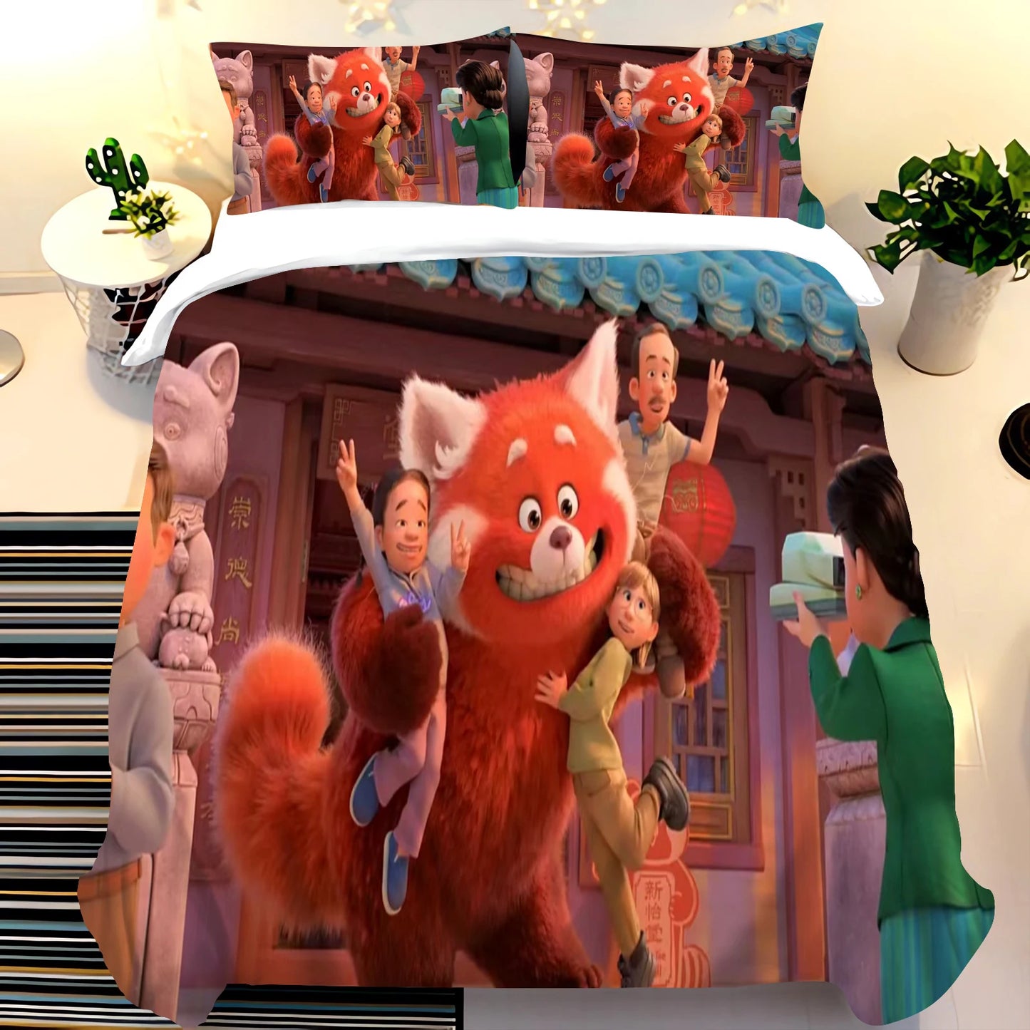 Pixar Red Panda Bedding Sets Duvet Cover Set King Size Children'S 3-Piece Set 1 Quilt Cover 100% Polyester  Home Comforter