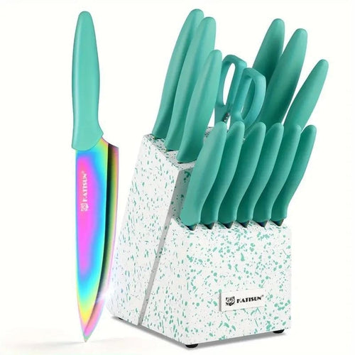 Beautiful Rainbow Titanium Coated Kitchen Knife Set