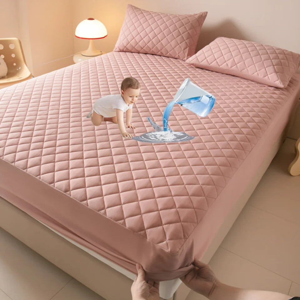 Waterproof Mattress Cover Anti-mites Soft Comfortable Breathable Bed Fitted Sheet Not Including Pillowcase