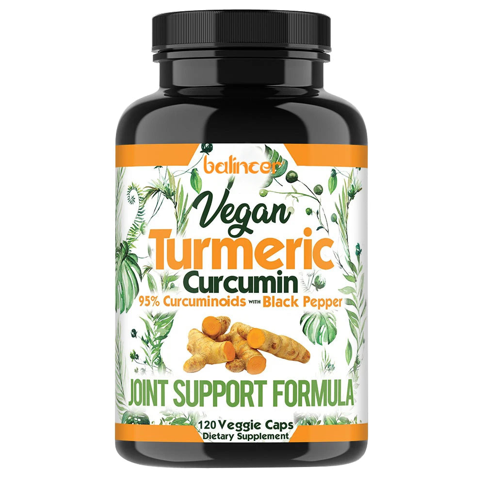 Turmeric Curcumin Capsules Supplement, with Black Pepper Extract, for Joint, Muscles, Digestive & Immune Support - 120 Capsules