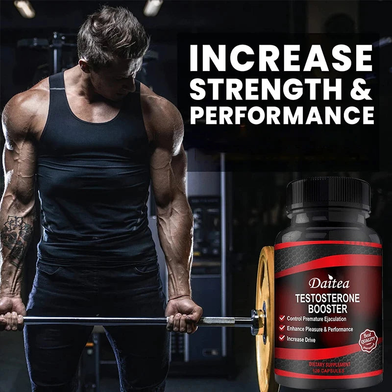 Male Muscle Builder Supplements, Increase Strength, Muscle Growth & Recovery, Energy, Gluten-Free, Non-GMO - 120 Vegan Capsules