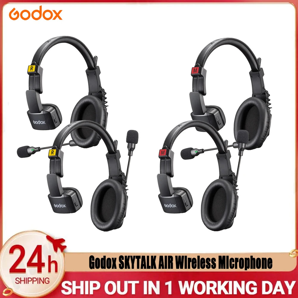 Godox SKYTALK AIR 2.4G Wireless Mic Full Duplex Intercom Real-Time Monitoring & Compact Design for Outdoor Live/Field Recording