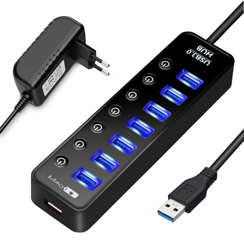 USB 3.0 HUB Multi 5Gbps High Speed 7+1 Adapter Mobile Phone Charging Port USB Splitter For Laptop Adapter Computer Accessories