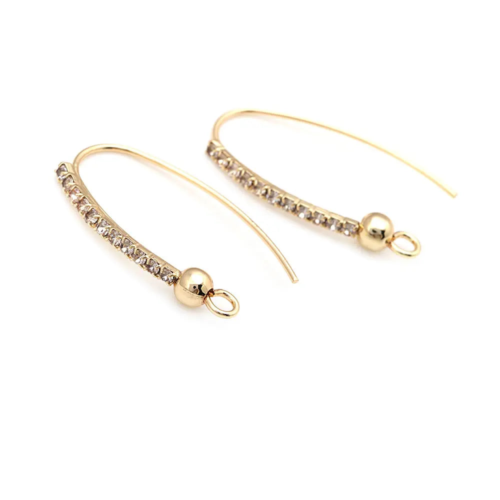 4PCS 18K Gold Color Brass with Zircon Earrings Hooks Women's Earrings High Quality Diy Accessories Rosediy official-website