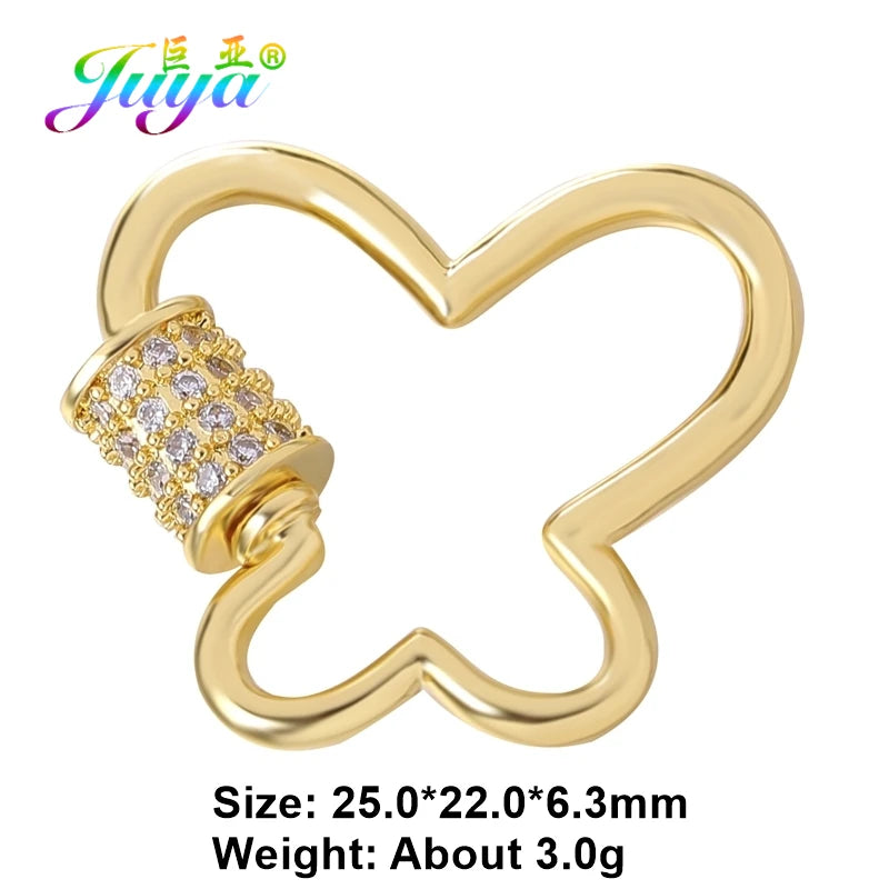 Juya 18K Gold Plated 26 Alphabet Letters Pendant Fasteners Bolt Carabiner Clasps For DIY Women Mesh Chains Name Jewelry Making