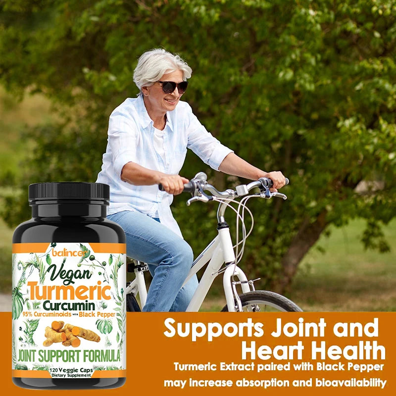 Turmeric Curcumin Capsules Supplement, with Black Pepper Extract, for Joint, Muscles, Digestive & Immune Support - 120 Capsules