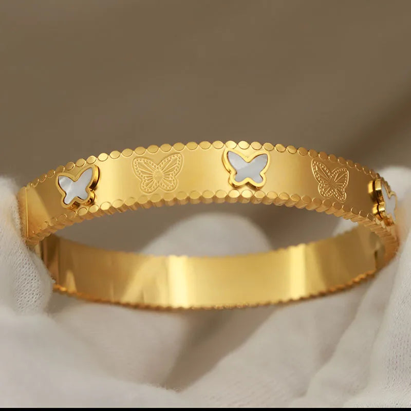 316L Classic Stainless Steel Metal Butterfly Bracelet for Women Elegant Bangles Rust-proof Bangle Wrist Jewelry