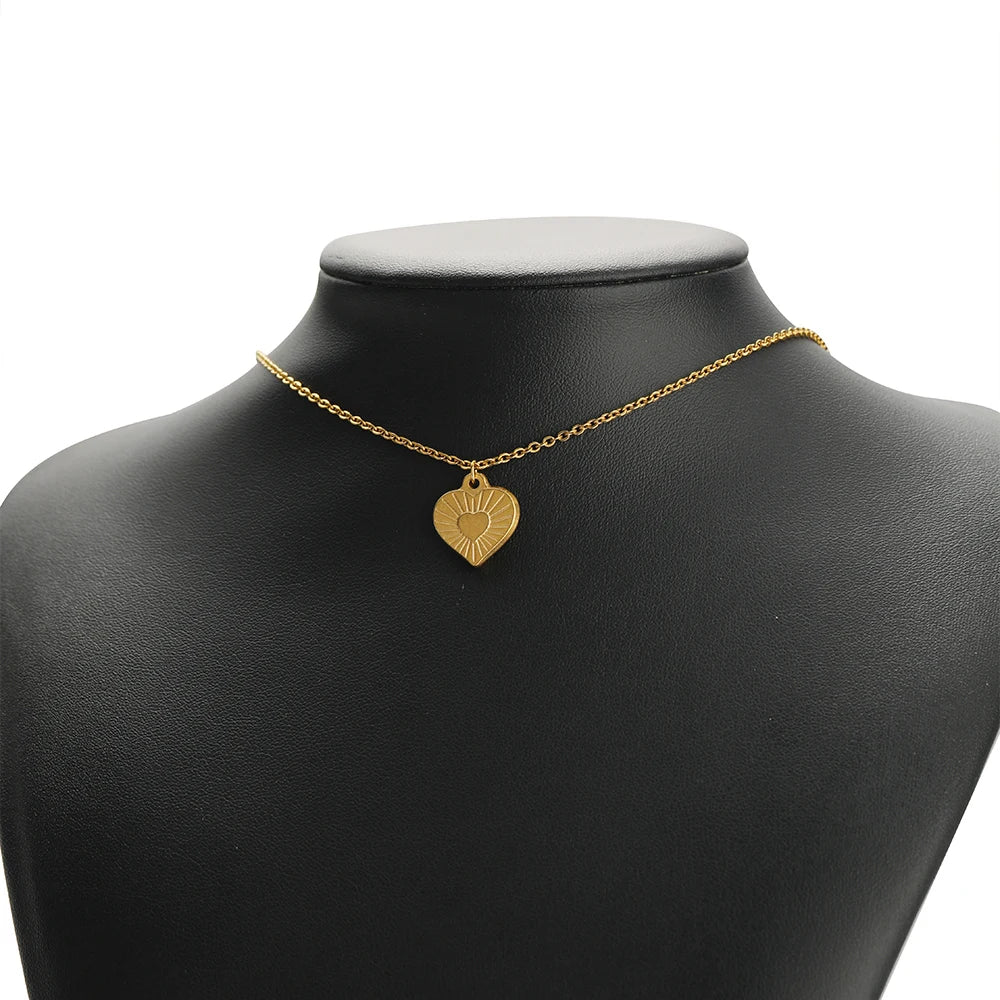 5pcs 18K Gold Stainless Steel Exquisite Heart Pendants Necklace Charms for DIY Women Jewelry Making Bracelet Earrings Findings