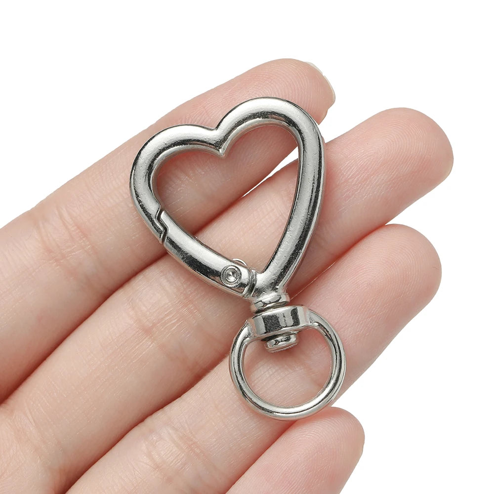 5pcs Swivel Heart Shape Lobster Spring Clasp Keyring Key Ring Dog Chain Snap Clasp for DIY Jewelry Making Accessories