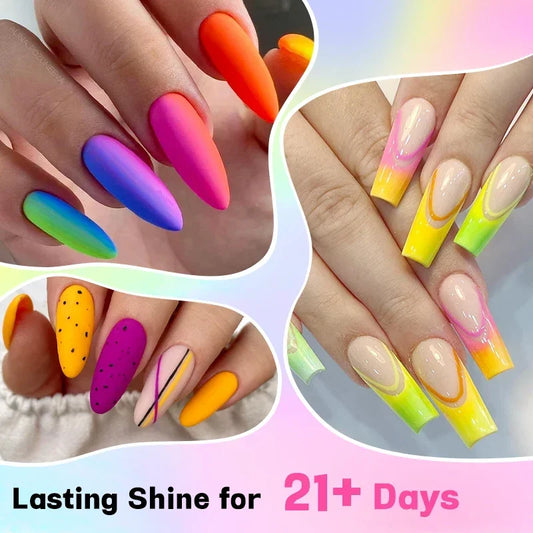 6Pcs/Set 10ML Gel Nail Polish Set Bright Pink Glitter Semi Permanent Soak Off UV LED Gel Varnish Nail Art Design Manicure Kit