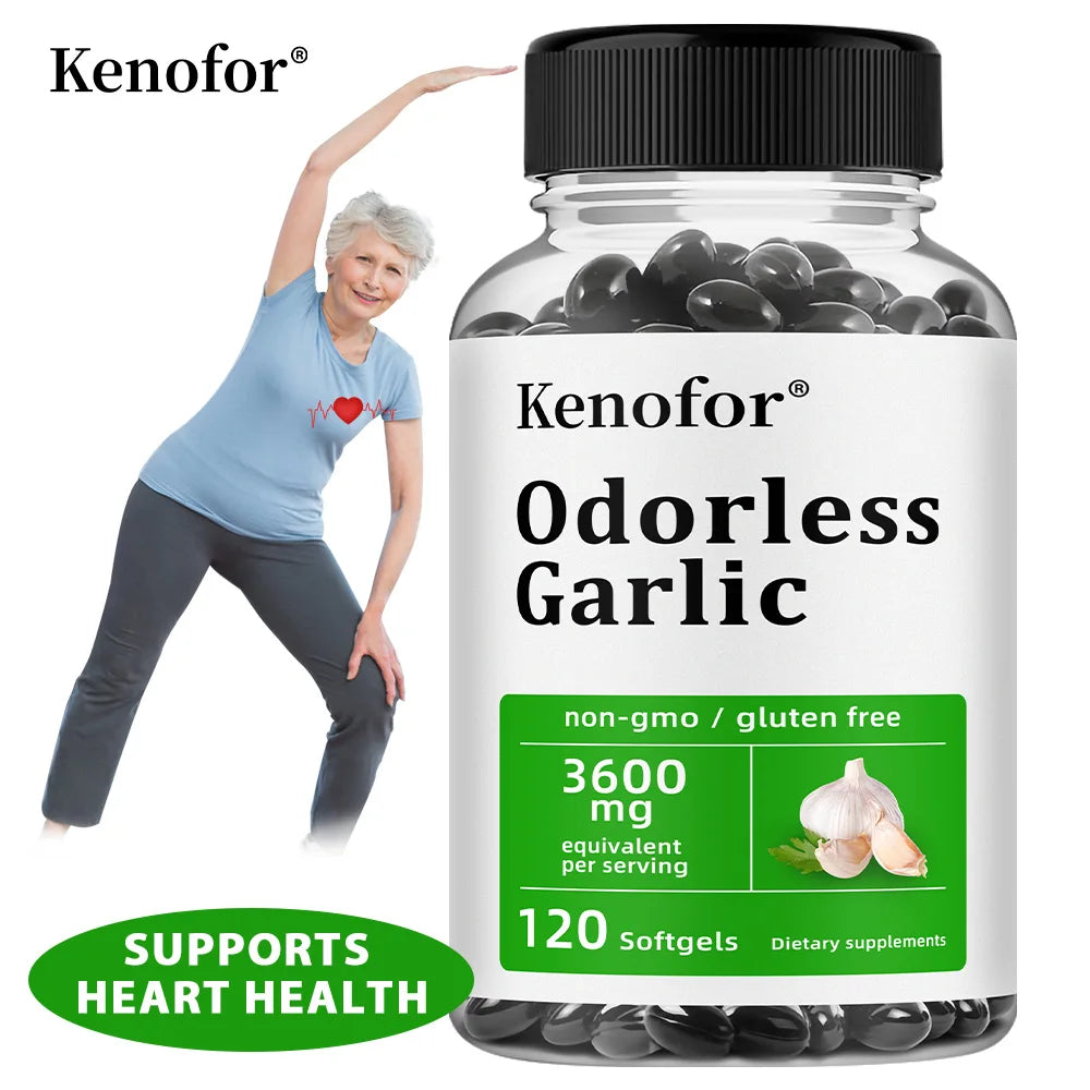 Odorless Garlic Supplement Capsules - Balance Cholesterol Levels, Support Heart and Cardiovascular Health, Non-GMO, Gluten Free