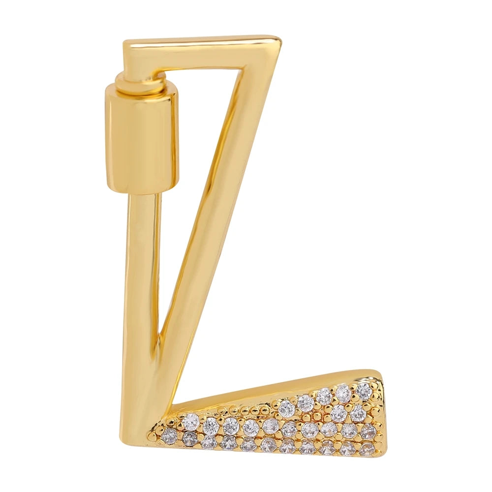 Juya 18K Gold Plated 26 Alphabet Letters Pendant Fasteners Bolt Carabiner Clasps For DIY Women Mesh Chains Name Jewelry Making