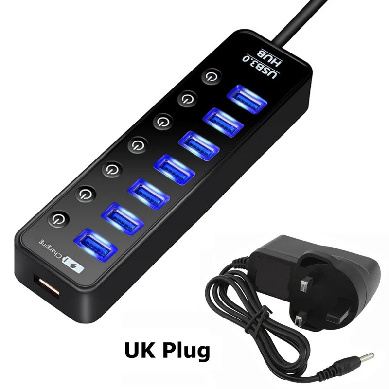 USB 3.0 HUB Multi 5Gbps High Speed 7+1 Adapter Mobile Phone Charging Port USB Splitter For Laptop Adapter Computer Accessories