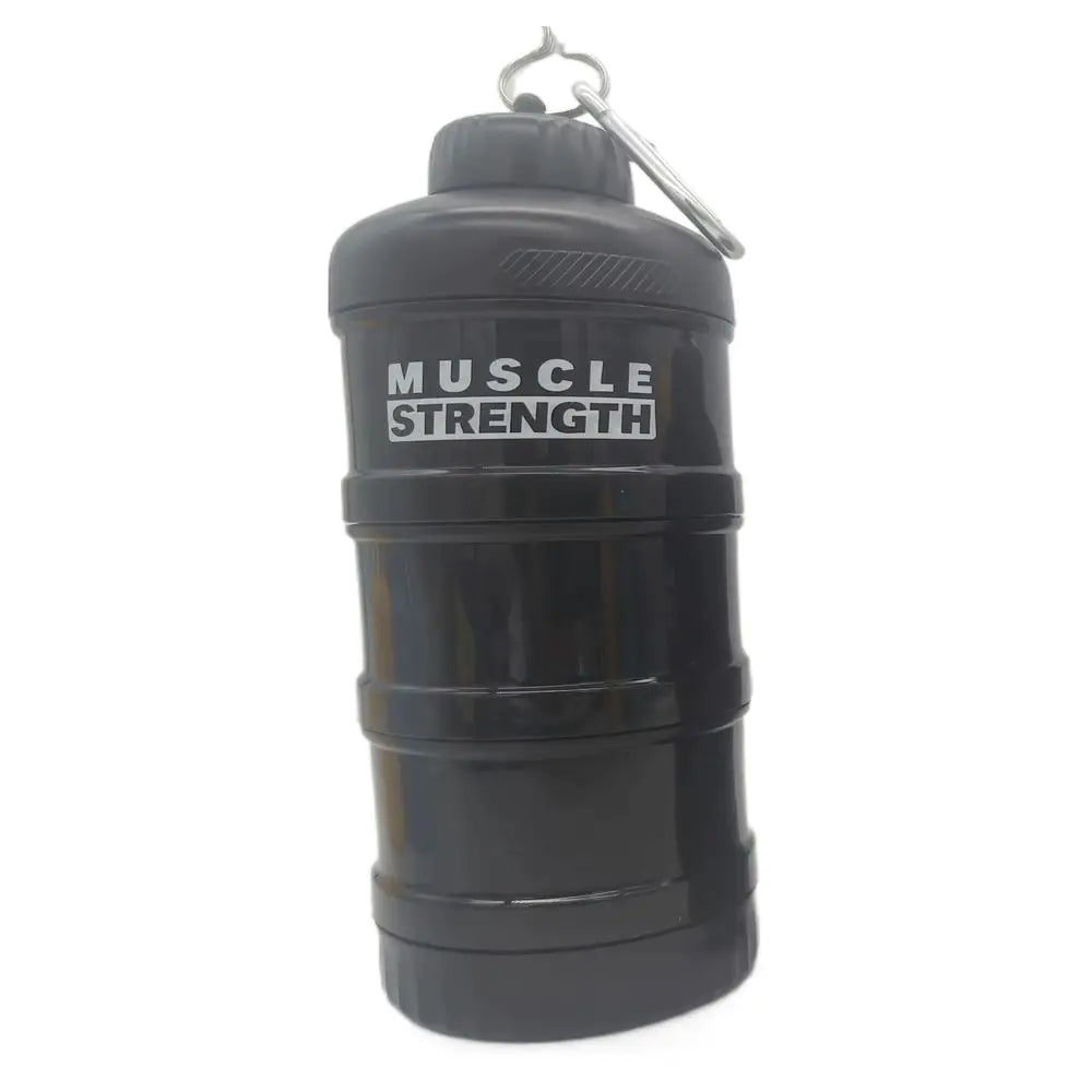 1/2/3-layer Portable Protein Powder Box with Mountaineering Buckle Funnel Powder Box Fitness Supplement Bottle Handle Layered