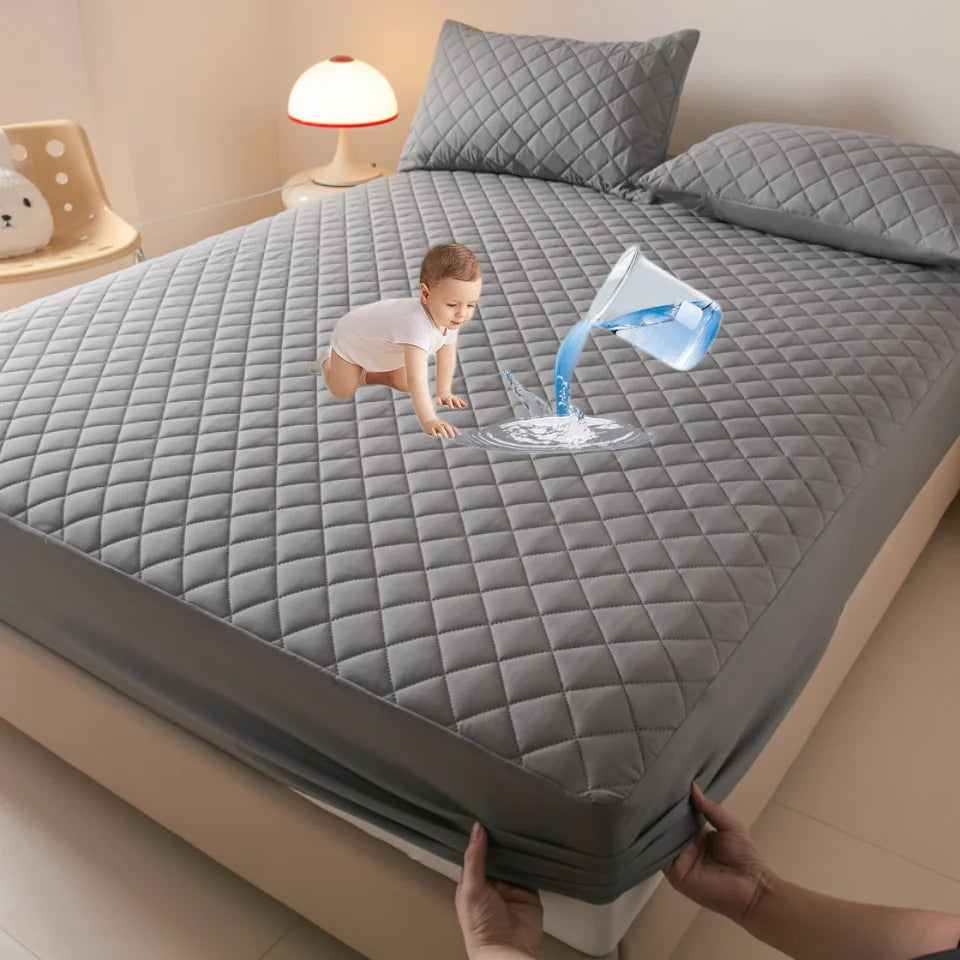 Waterproof Mattress Cover Anti-mites Soft Comfortable Breathable Bed Fitted Sheet Not Including Pillowcase