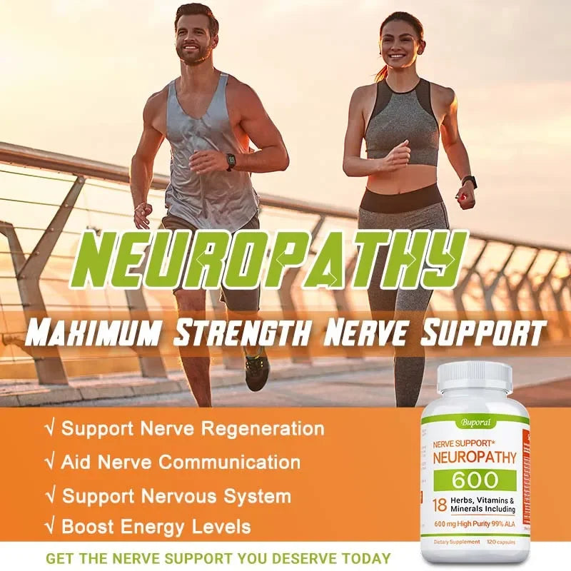 Neuropathy Support Supplement 600mg - Antioxidant, Promotes Nerve Health, Cellular Energy, Metabolism and Anti-aging, Non-GMO