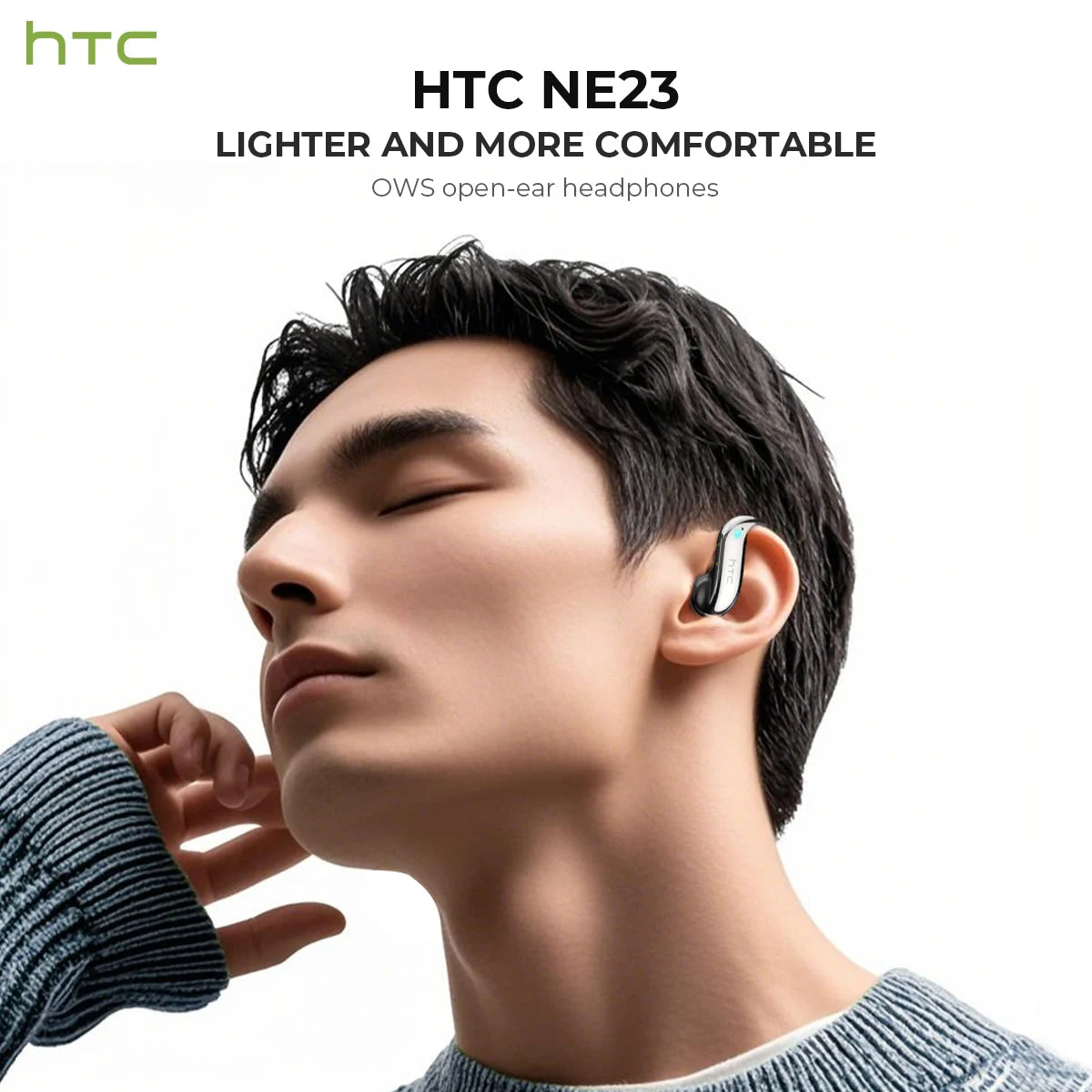 Open-ear Bluetooth Headphones HTC 30 Hrs Playback Wireless Earphones Noise Canceling Earbuds Clear Sound Quality for Music Sport