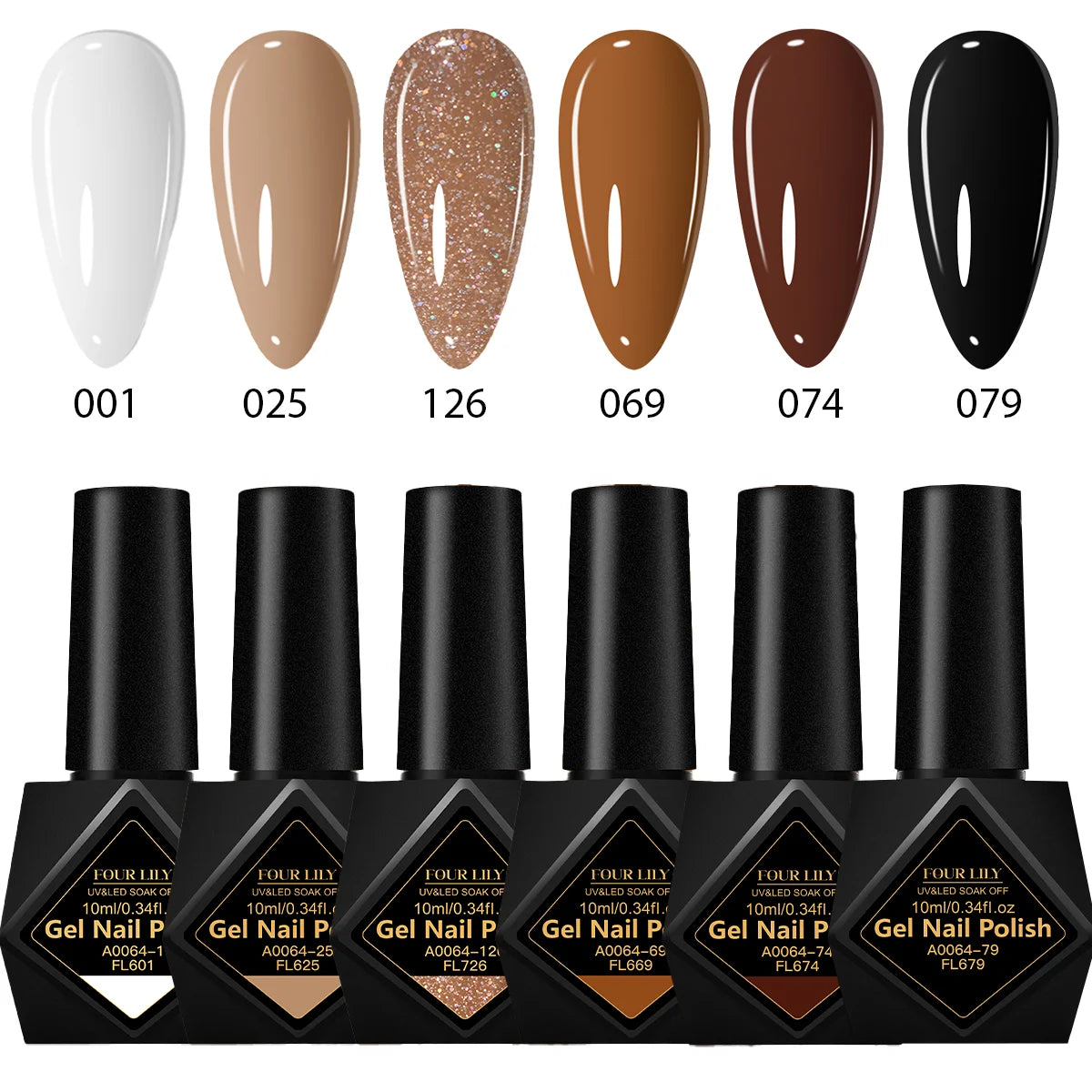 6Pcs/Set 10ML Gel Nail Polish Set Bright Pink Glitter Semi Permanent Soak Off UV LED Gel Varnish Nail Art Design Manicure Kit