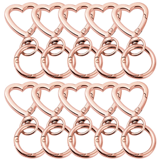 5/10/20/40 Sets Double Opening Swivel Keychain Clips Heart Spring Clasp Hooks Snap Rings for Lanyards Crafts Camping Hiking Gift