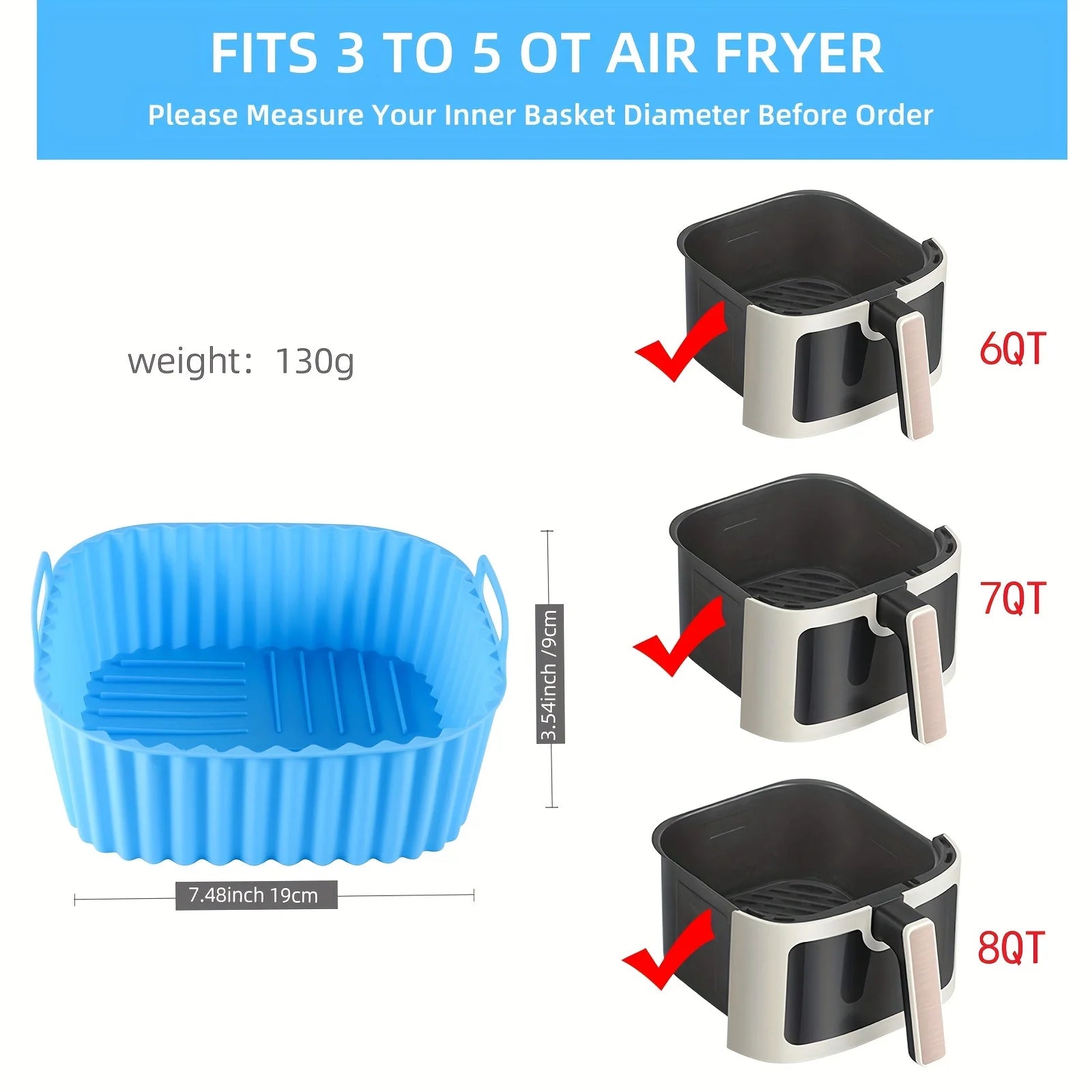 1 square silicone air fryer liner is reusable and can be used for dishwasher cleaning, ovens, baking tools, and kitchen gadgets