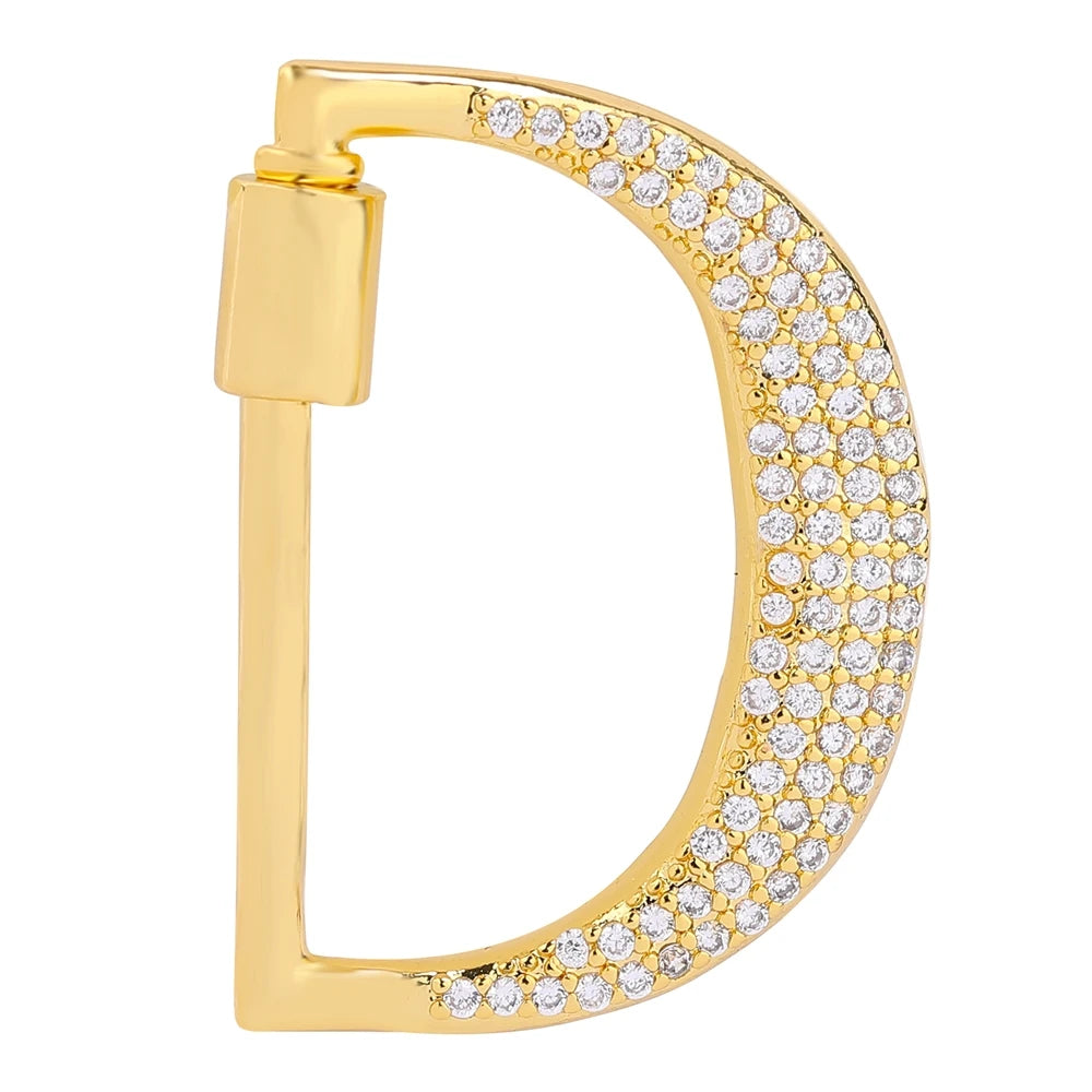 Juya 18K Gold Plated 26 Alphabet Letters Pendant Fasteners Bolt Carabiner Clasps For DIY Women Mesh Chains Name Jewelry Making